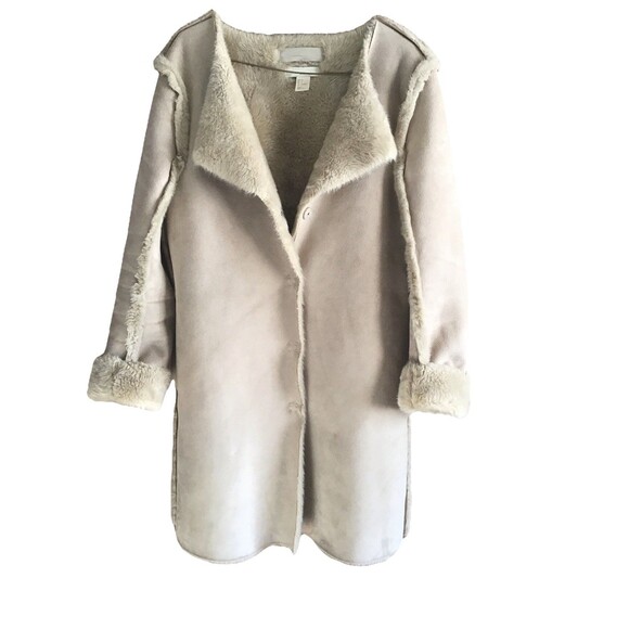 H&M Penny Lane Style Faux Shearling Coat Cream Boho 70s Women's Sz 6 - Picture 4 of 8